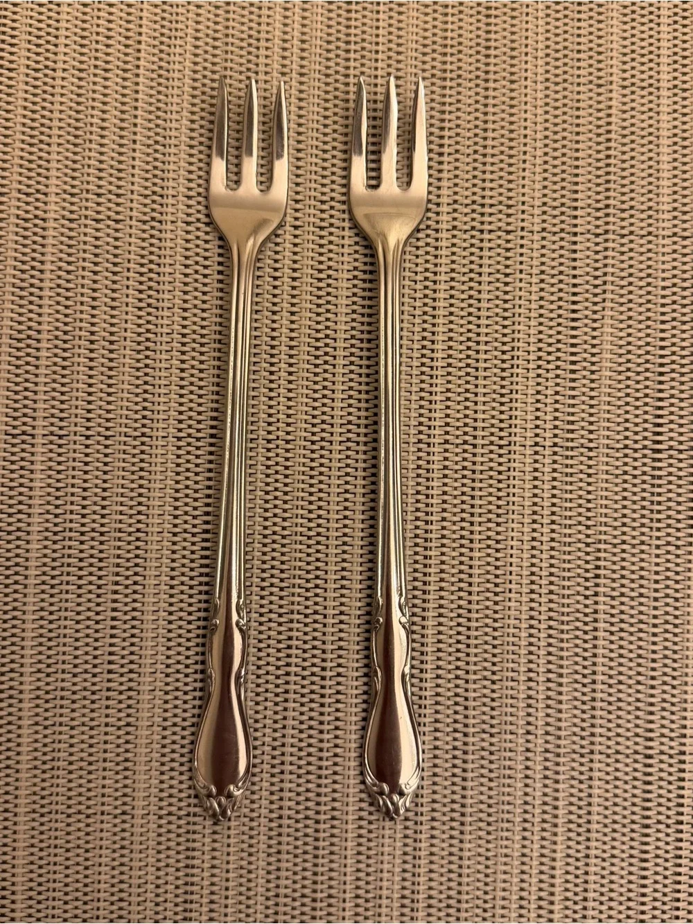 2 Vintage Cocktail Shrimp Forks Simeon L George H Rogers Stainless Oneida
